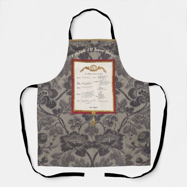 Französische Speisekarte Elegante Damask-Schürze Schürze (Vorderseite)