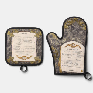 Französische Speisekarte Oven Mitt und Pot Holder Ofenhandschuh & Topflappen-Set