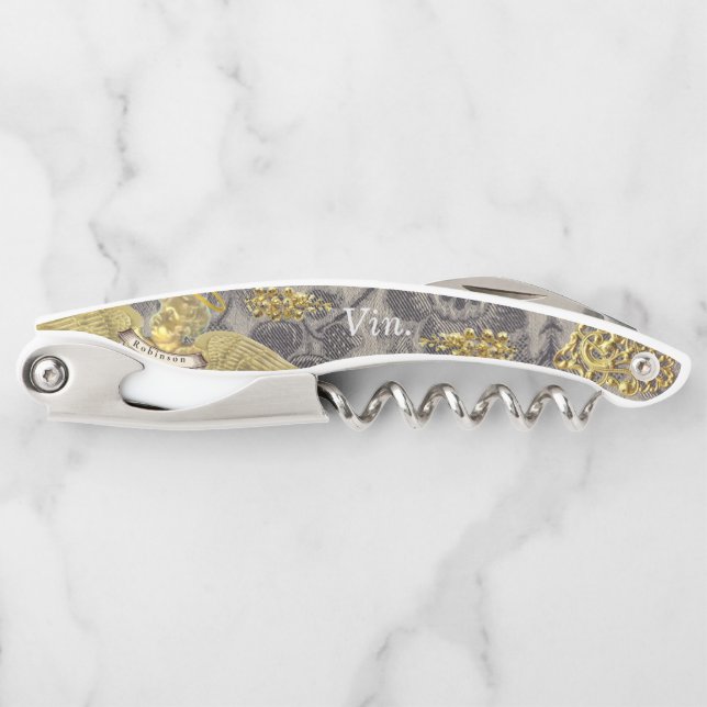 Französische Speisekarte "Vin" Elegant Corkschraub Kellnermesser (Vorderseite)