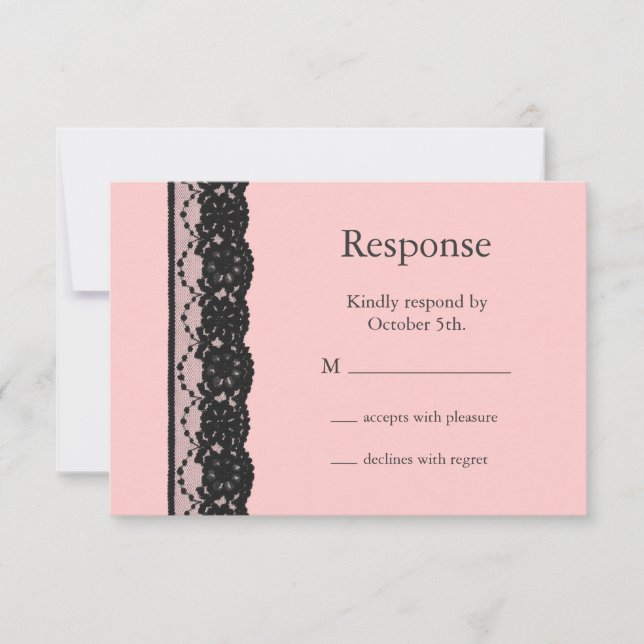 Französische Spitzen-UAWG (rosa) RSVP Karte (Vorderseite)