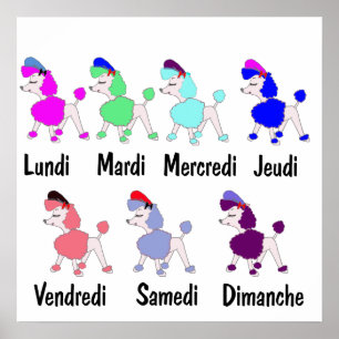 Französische Tage der Woche Poster