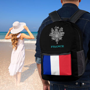 französische Tasche, französische Flagge, Emblem / Bedruckter Rucksack