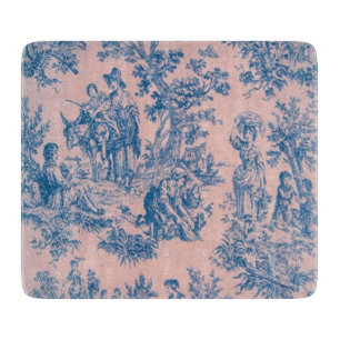 Französische Toile de Jouy blau und rosa elegant Schneidebrett