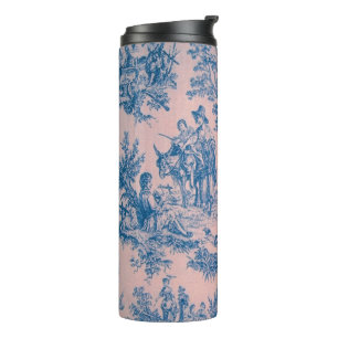 Französische Toile de Jouy blau und rosa elegant Thermosbecher