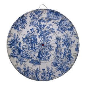 Französische Toile de Jouy blau-weiß elegant Dartscheibe