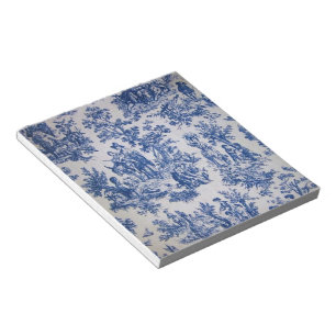 Französische Toile de Jouy blau-weiß elegant Notizblock