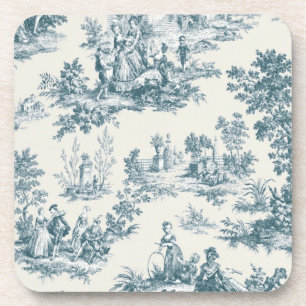Französische Toile de Jouy in sagem Grün elegant Getränkeuntersetzer