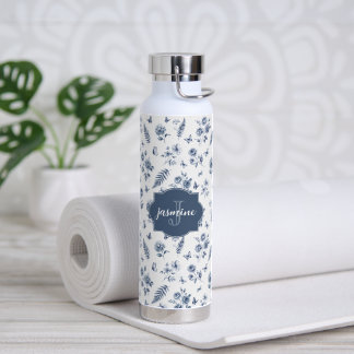 Französische Toile de Jouy Monogramm Name Chinosei Trinkflasche