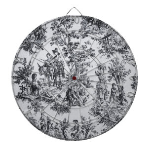 Französische Toile de Jouy Schwarz-Weiß elegant Dartscheibe