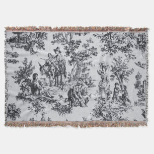 Französische Toile de Jouy Schwarz-Weiß elegant Decke