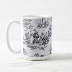 Französische Toile de Jouy Schwarz-Weiß elegant Kaffeetasse