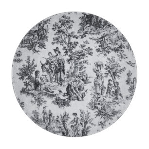 Französische Toile de Jouy Schwarz-Weiß elegantes Schneidebrett