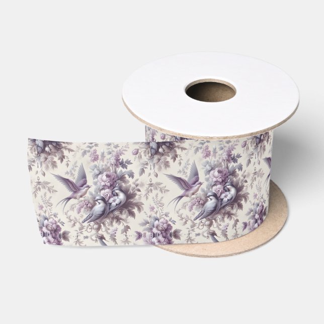Französische Toile Fleurie Birds Satinband (Spule)