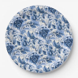 Französische Toile & Toile de Jouy. Blau. Pappteller
