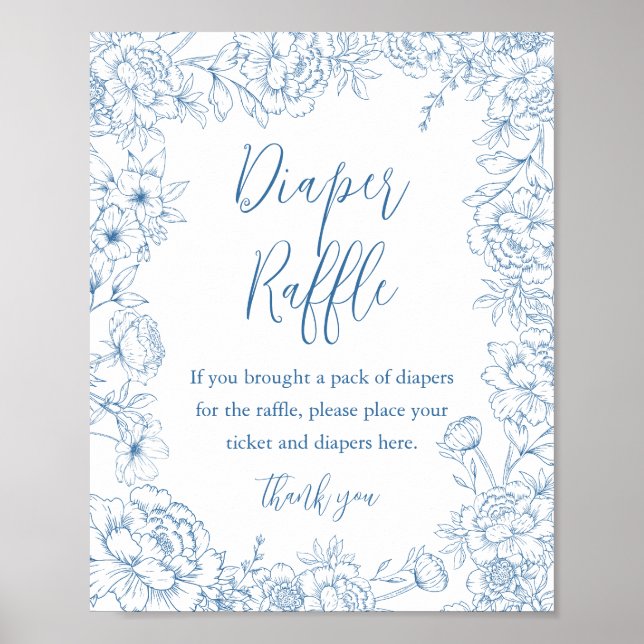 FRANZÖSISCHE TOILE Windeln Raffle Baby Duschzeiche Poster (Vorne)