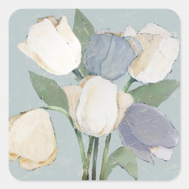 Französische Tulips Quadratischer Aufkleber (Vorderseite)