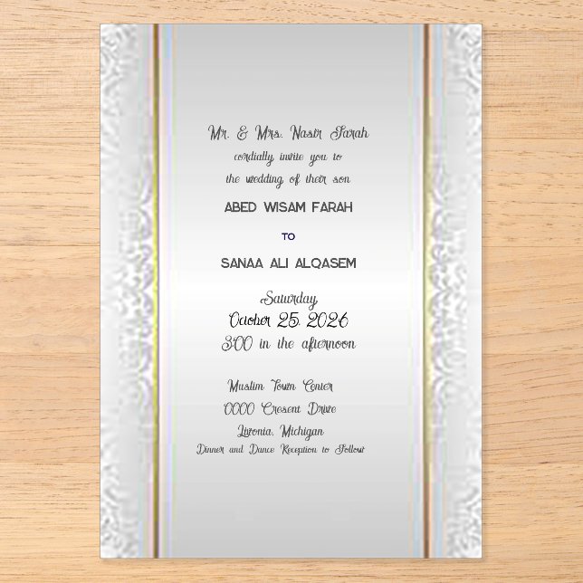 Französische Vanilla Motif Akryllische Hochzeitsei Acryleinladungen (Vorderseite)