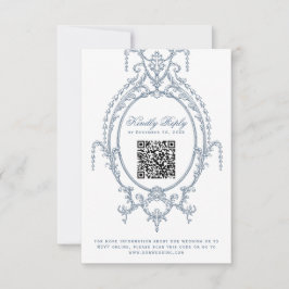 Französische Verzierte Barockkarte QR Code RSVP Ka Karte