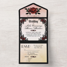 Französische Viertel Goth Elegante Creamy Peach All In One Einladung