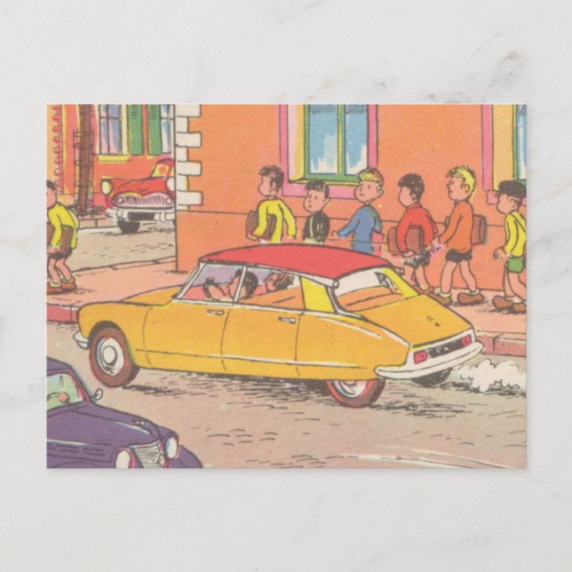 Französische Vintage Automobilkunst Postkarte (Vorderseite)