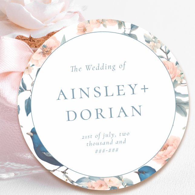 Französische Vintage Chinoiserie Hochzeit Runder Aufkleber (Von Creator hochgeladen)