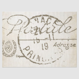 Französische Vintage-Postleitzahl Postkarte Decoup Seidenpapier