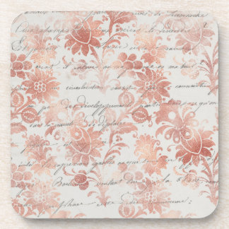Französische Vintage Rose Gold Floral Getränkeuntersetzer