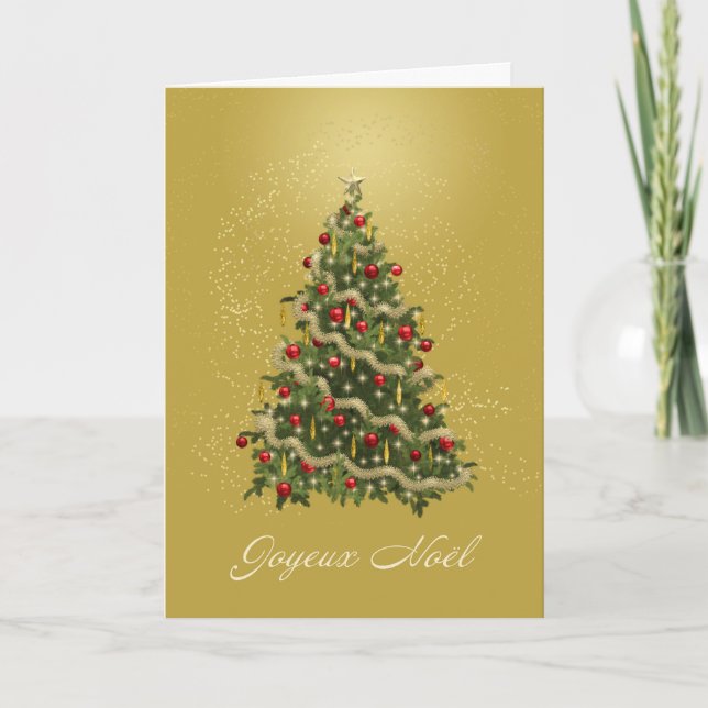 Französische Weihnachtsbaumkarte Feiertagskarte (Vorderseite)