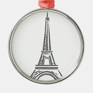 Französische Weihnachtsverzierung Eiffelturm-Pari Silbernes Ornament