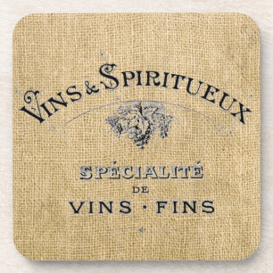 Französische Weinanzeige auf Burlap Getränkeuntersetzer