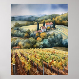 Französische Weinberge Landschaft Kunst, Dichtung  Poster