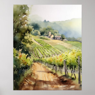 Französische Weinberge Landschaft Kunst, Dichtung Poster