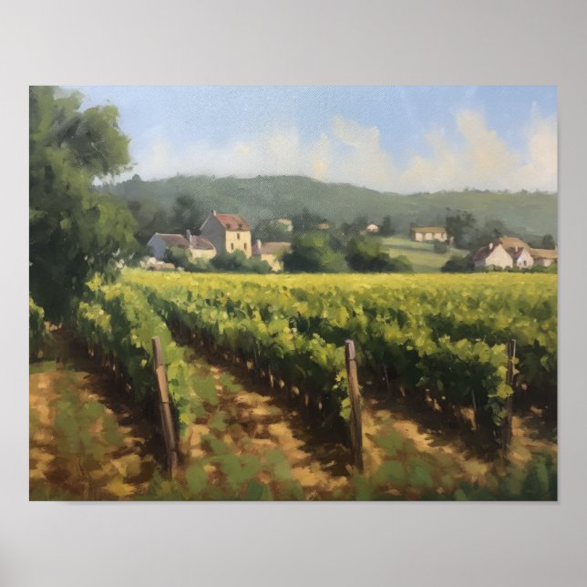 Französische Weinberge Landschaft Kunst, Dichtung  Poster (Vorne)