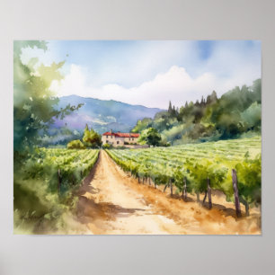 Französische Weinberge Landschaft Kunst, Dichtung Poster