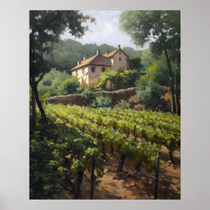 Französische Weinberge Landschaft Kunst, Dichtung Poster