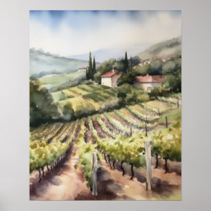 Französische Weinberge Landschaft Kunst, Dichtung Poster