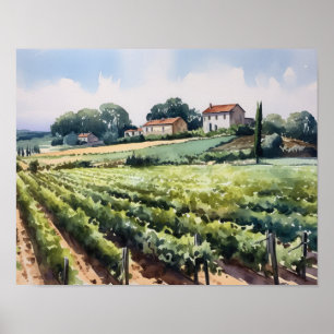 Französische Weinberge Landschaft Kunst, Dichtung Poster