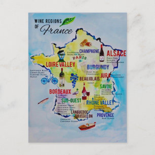 Französische Weinregion-Karte Postkarte