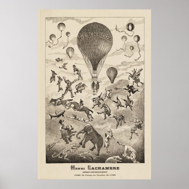 Französische Werbung für Ballonhersteller Poster (Vorne)