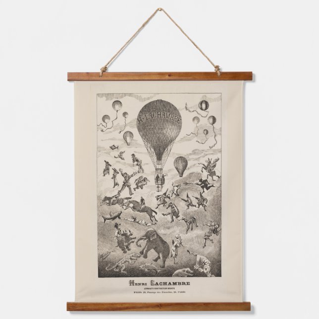 Französische Werbung für Ballonhersteller Wandteppich Mit Holzrahmen (Vorderseite)