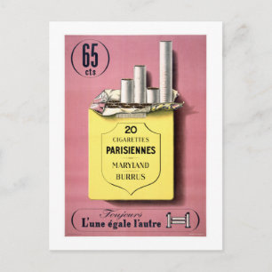 Französische Zigaretten Vintage Plakat Restauriert Postkarte