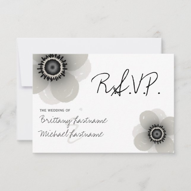 Französischer Anemone Wedding RSVP Karte (Vorderseite)