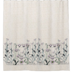 Französischer Art Nouveau Mohnblumen Duschvorhang
