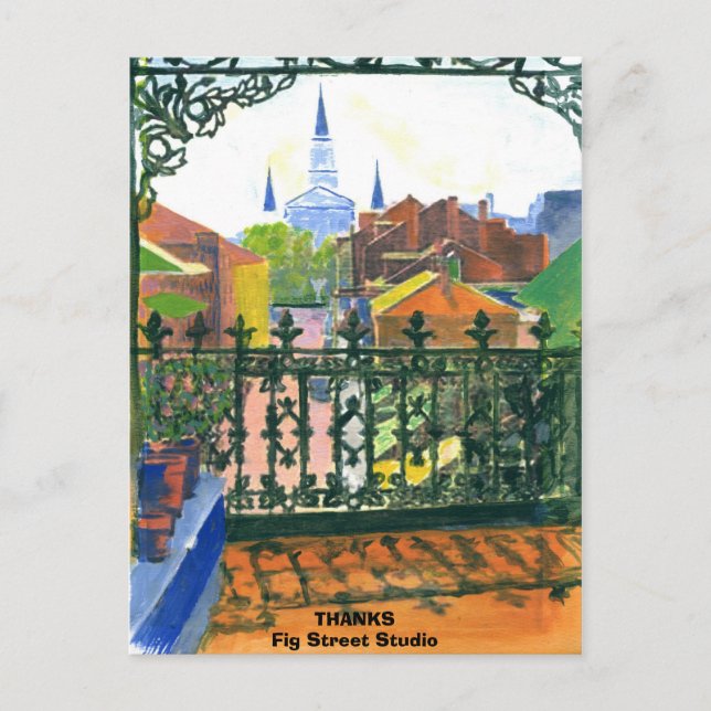 Französischer Balkon, Fig Street, Text hinzufügen Postkarte (Vorderseite)