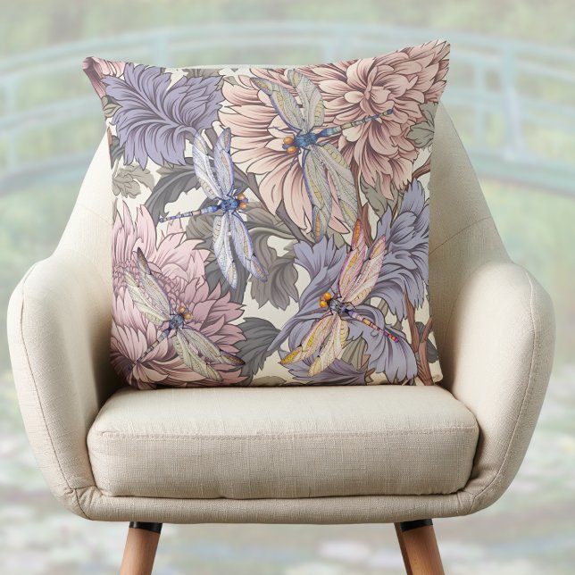 Französischer Bauernhof Floral Lavender Pink Drago Kissen (Von Creator hochgeladen)