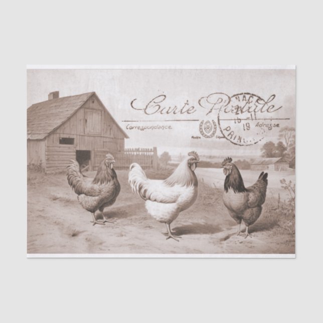 Französischer Bauernhof Hühnerhähnchen Barn Hen Bi Seidenpapier (Vorderseite)