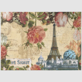 Französischer Blumeneiffelturm Ephemera Decoupage Seidenpapier