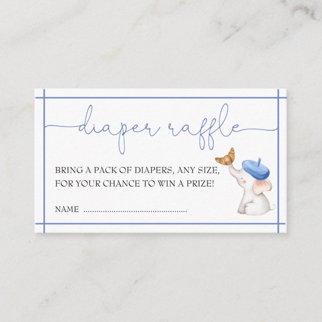 Französischer Bonjour Bebe Blue Boy Diaper Raffle Begleitkarte (Vorderseite)