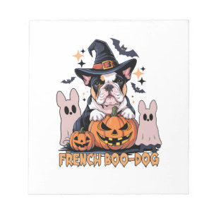 Französischer Boo Hund Süßer Franzose Halloween Ge Notizblock