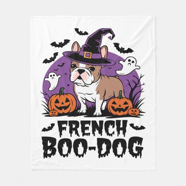 Französischer Boodof - der Spookiest Pup Fleecedecke (Vorderseite)